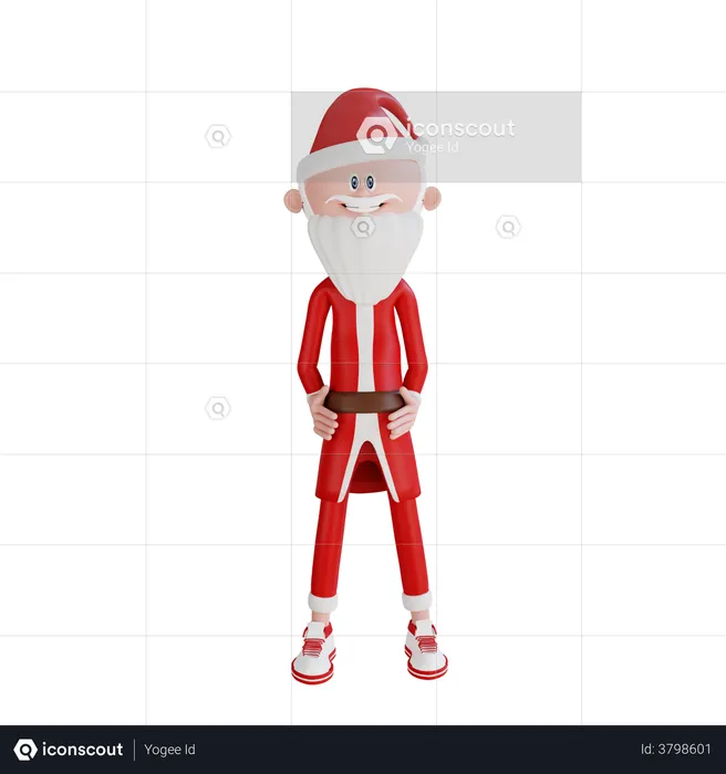 Santa Claus Giving Stylish Stand Pose  3D Illustration