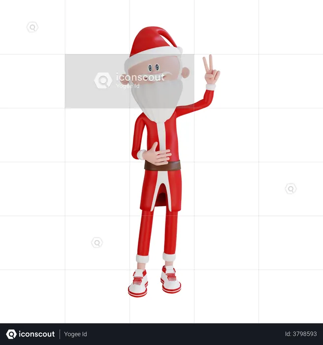 Santa Claus Giving Victory Pose  3D Illustration