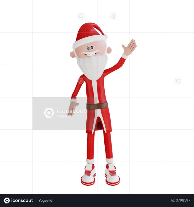 Santa Claus Hand Waving Pose  3D Illustration