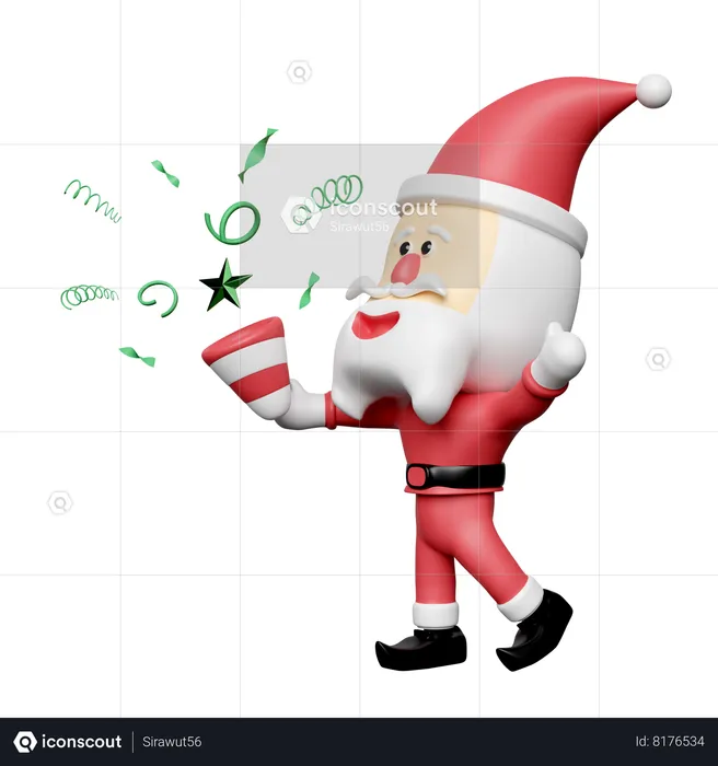 Santa Claus Holding Confetti  3D Icon