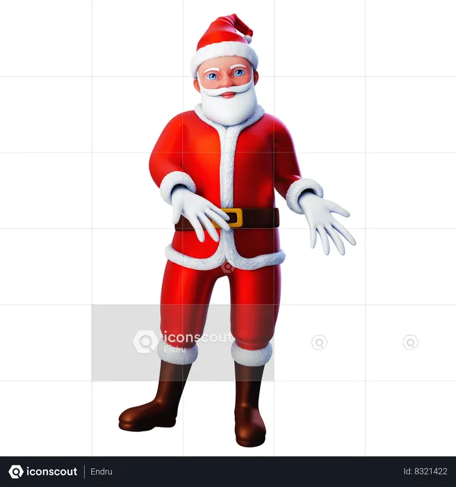 Santa Claus In Presenting Pose  3D Illustration