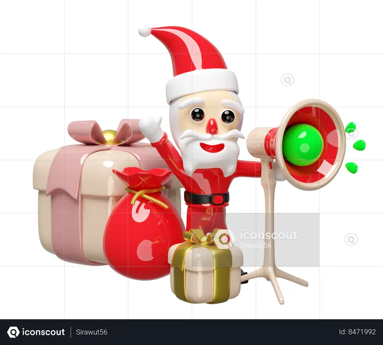Santa claus is making christmas announcement  3D Icon