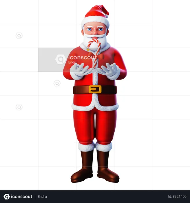 Papá Noel mostrando dulces navideños  3D Illustration