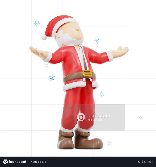 Santa Claus Open Both Hands Pose  3D Illustration