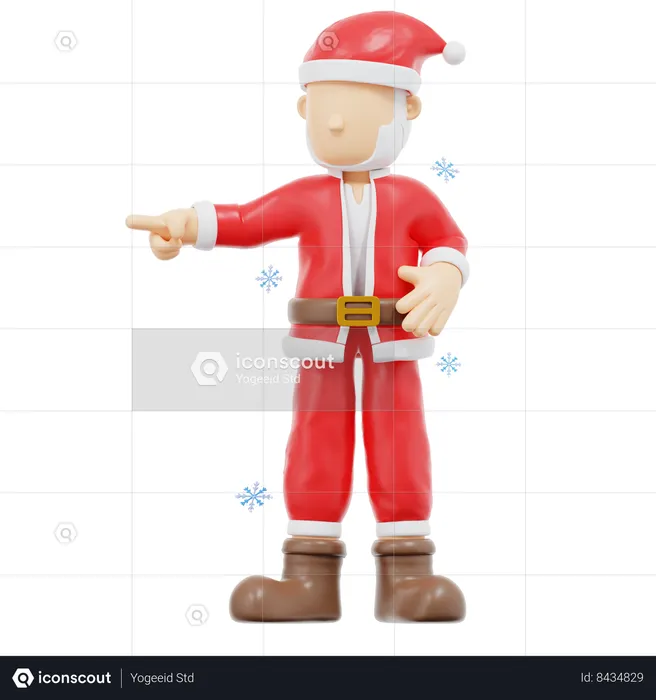 Santa Claus Pointing To Right Pose  3D Illustration