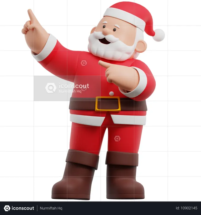 Santa Claus Pointing Up  3D Illustration