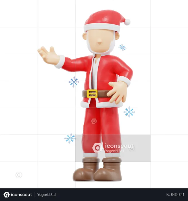 Santa Claus Presenting Pose  3D Illustration