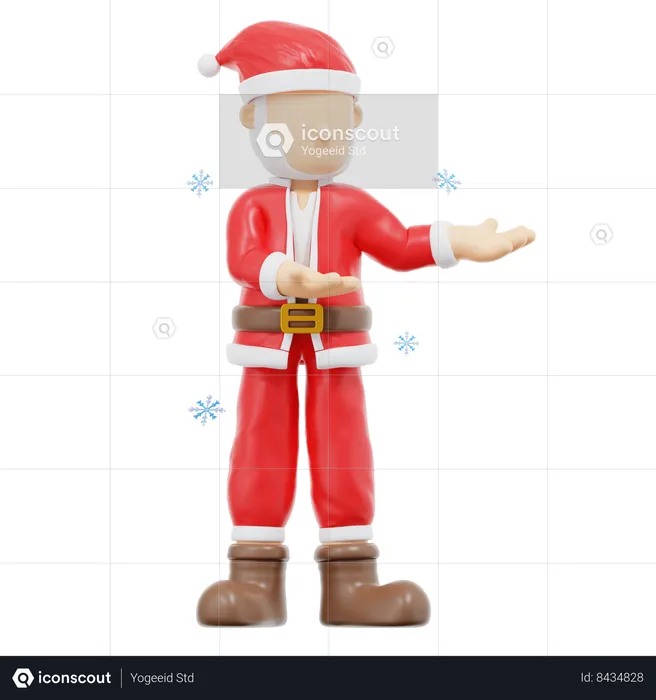 Santa Claus Presenting To Left Pose  3D Illustration