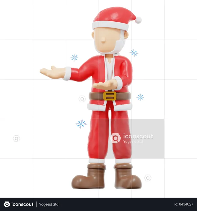 Santa Claus Presenting To Right Pose  3D Illustration