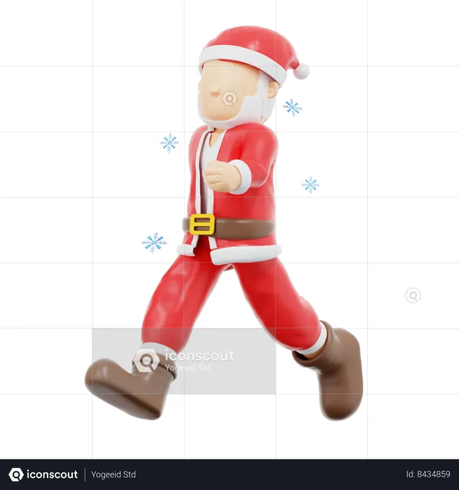 Santa Claus Run Pose  3D Illustration