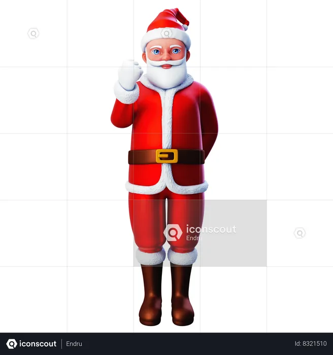 Santa Claus Showing Fist Gesture Using Left Hand  3D Illustration