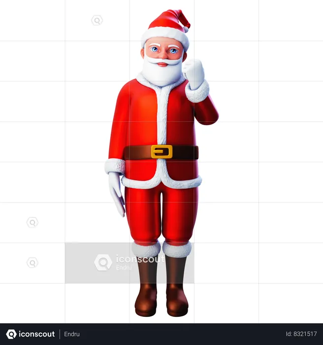 Santa Claus Showing Fist Gesture Using Right Hand  3D Illustration