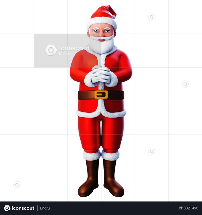 Santa Claus Showing Praying Hand Gesture  3D Illustration