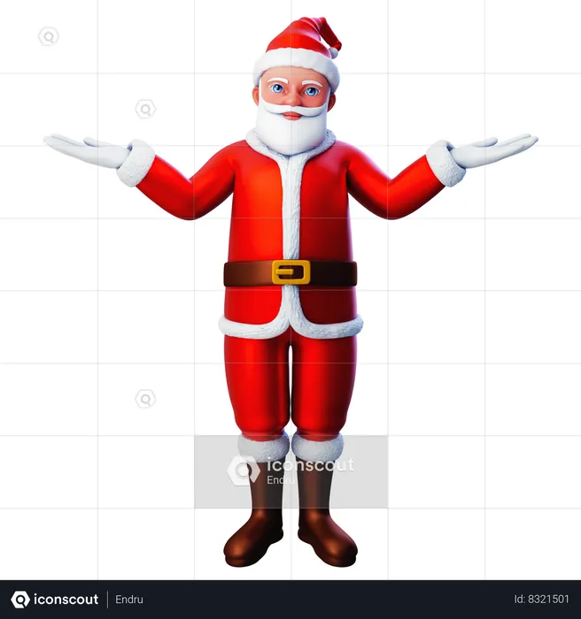 Santa Claus Showing Shrugging Gesture  3D Illustration