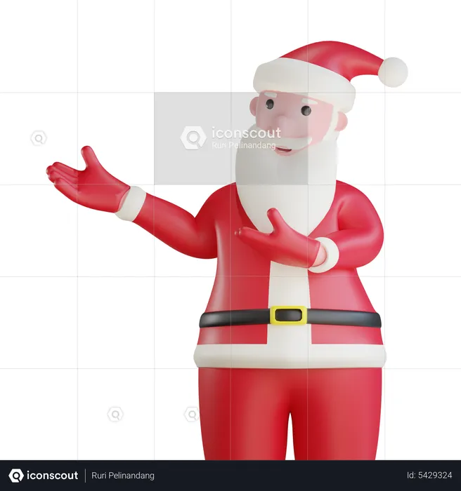 Santa Claus Showing Something  3D Illustration