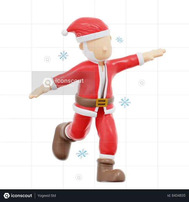 Santa Claus Silly Walking Pose  3D Illustration