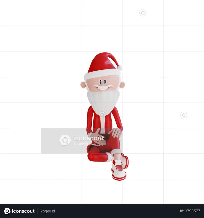 Santa Claus Sitting Pose  3D Illustration