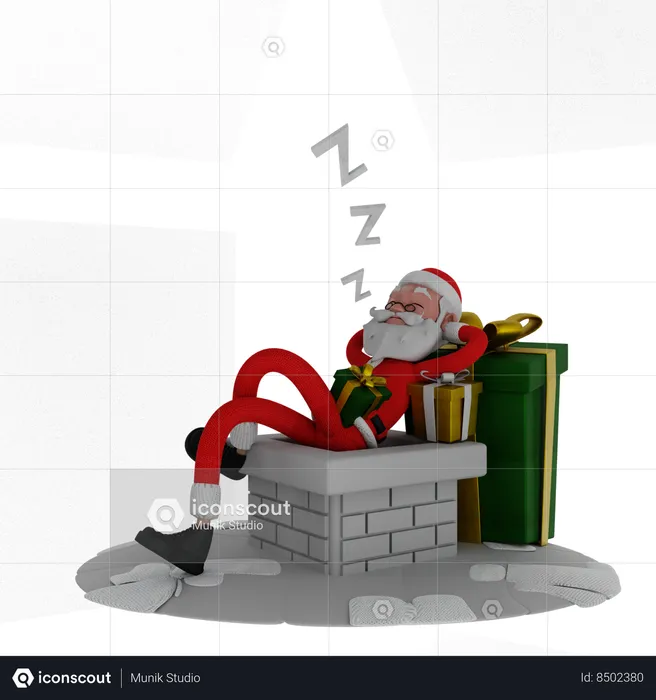 Santa Claus Sleeping  3D Illustration