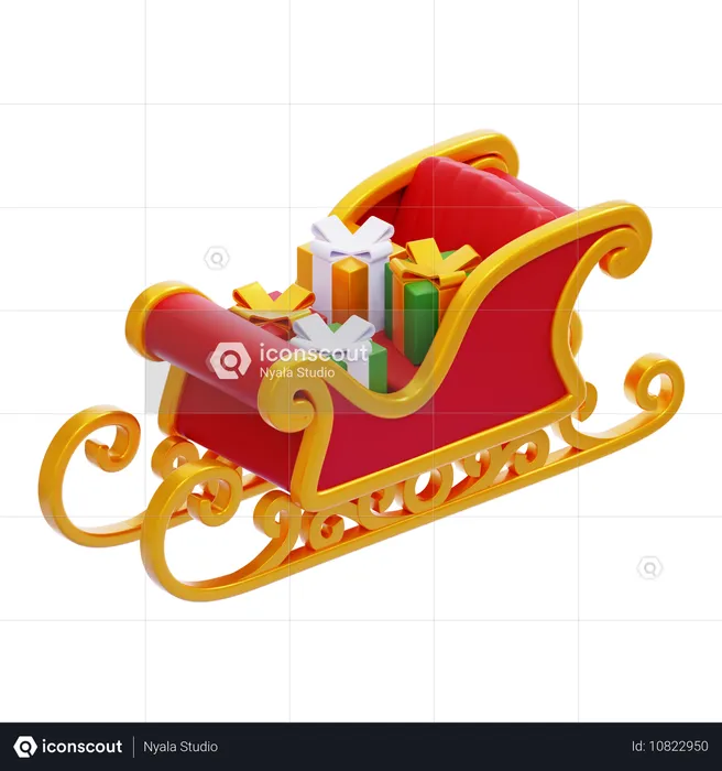 Santa Claus Sleigh  3D Icon