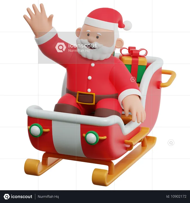 Santa Claus Sleigh  3D Illustration