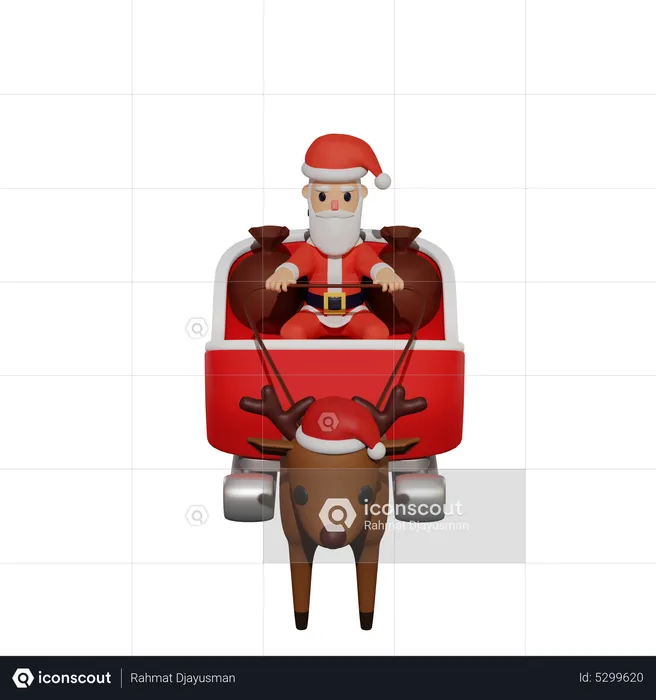 Santa Claus Sleigh  3D Illustration