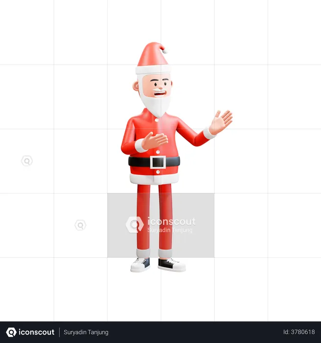 Santa claus smiling presenting something with both hands  3D Illustration