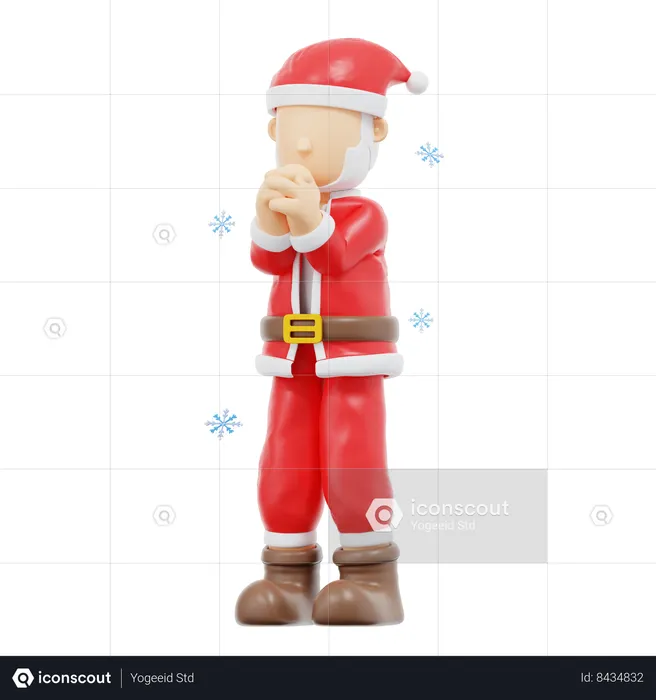 Santa Claus Stand And Pray Pose  3D Illustration