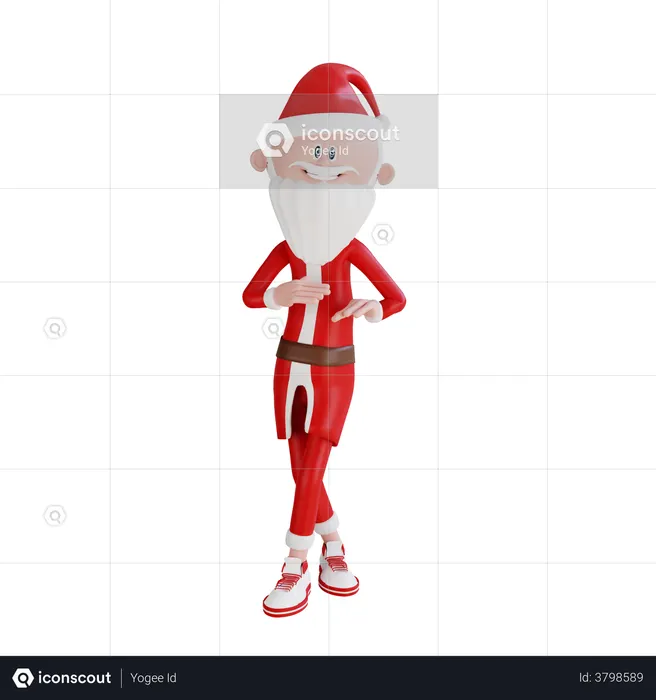 Santa Claus Standing With Crossed Legs Pose  3D Illustration