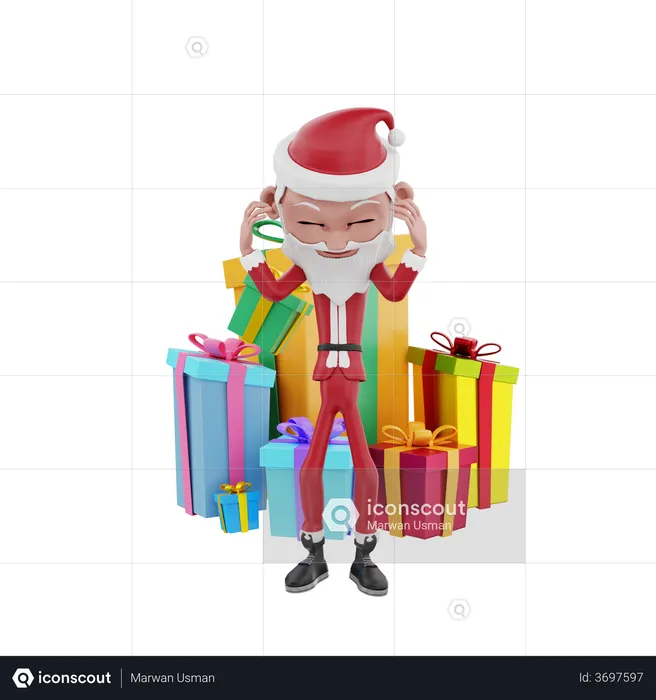 Santa claus stress with christmas gifts  3D Illustration