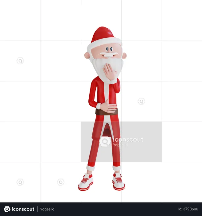 Santa Claus Thingking Pose  3D Illustration