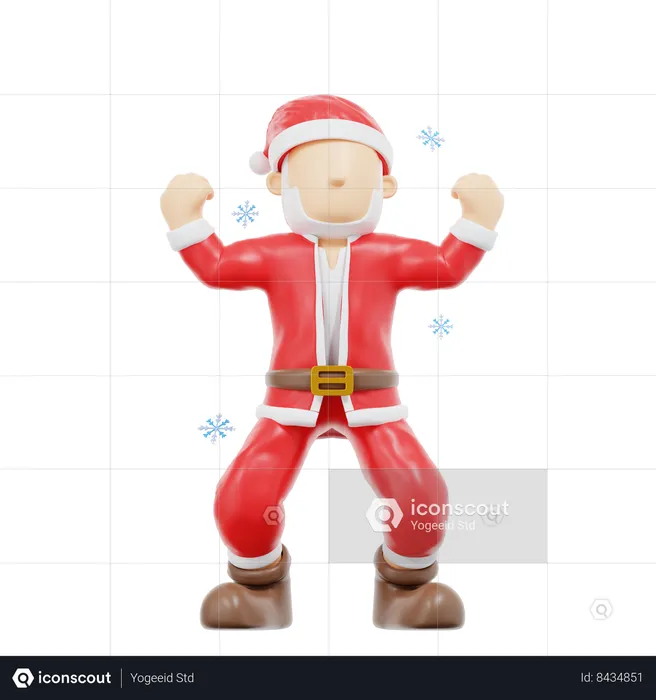 Santa Claus Victory Pose  3D Illustration