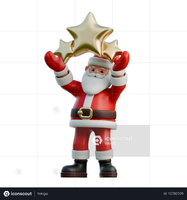 Santa Claus With Christmas Star  3D Illustration