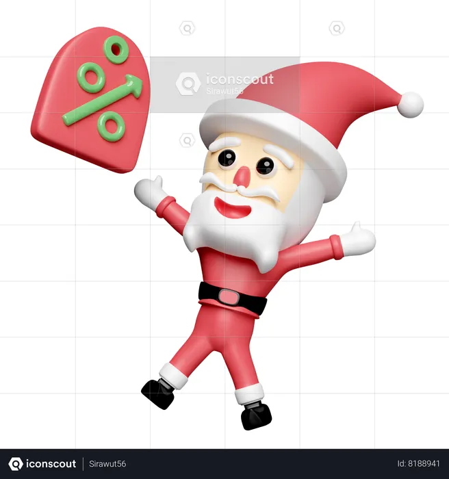 Santa Claus With Discount Sales  3D Icon