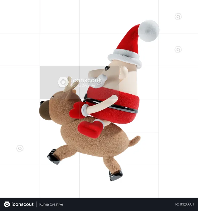 Santa Claus With Reindeer  3D Illustration