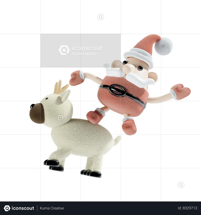 Santa Claus With Reindeer  3D Icon