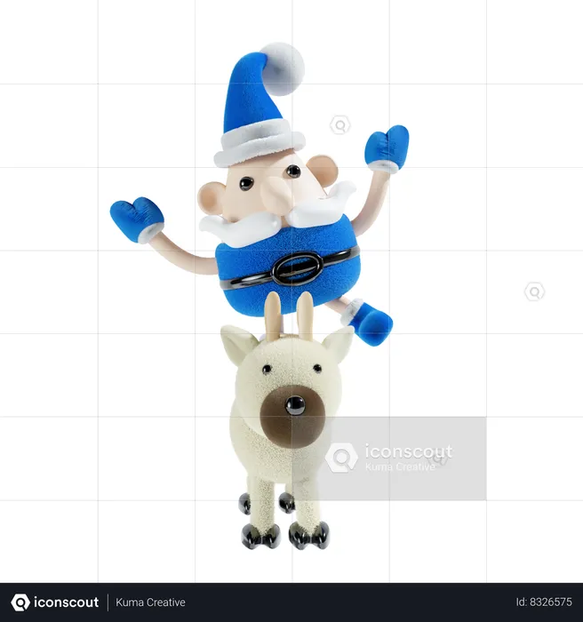 Santa Claus With Reindeer  3D Illustration