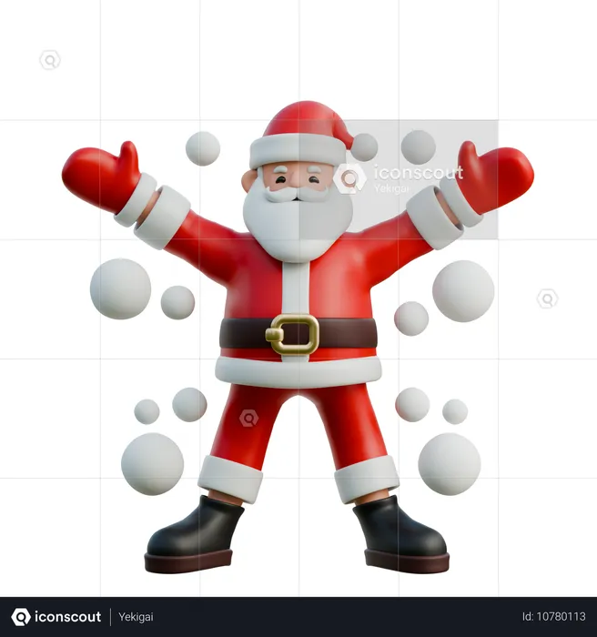 Santa Claus With Snowball  3D Illustration