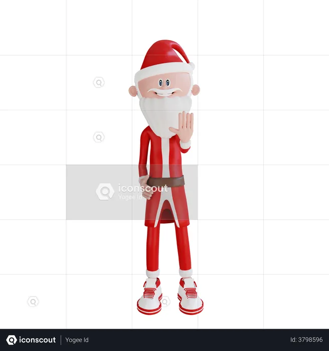Santa Claus With Stop Pose  3D Illustration