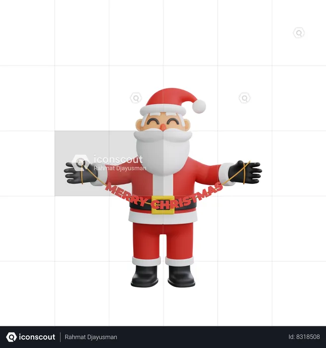 Santa Clause Holding Merry christmas  3D Illustration