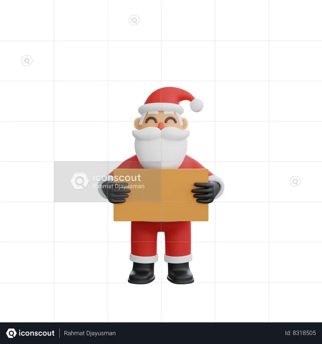 Santa Clause Holding Placard  3D Illustration