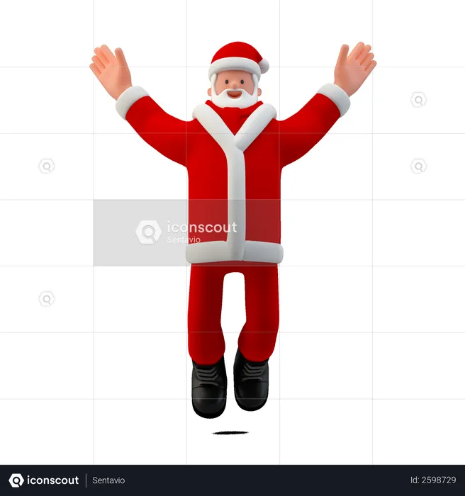Santa Clause Jumping in the air  3D Illustration