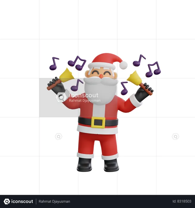 Santa Clause Singing Music  3D Illustration