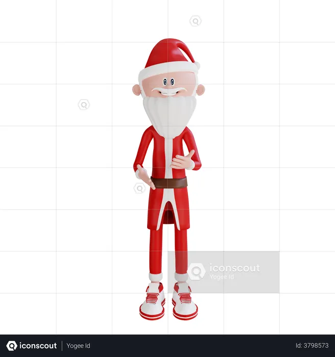 Santa Clause Stand Up To Chat Pose  3D Illustration