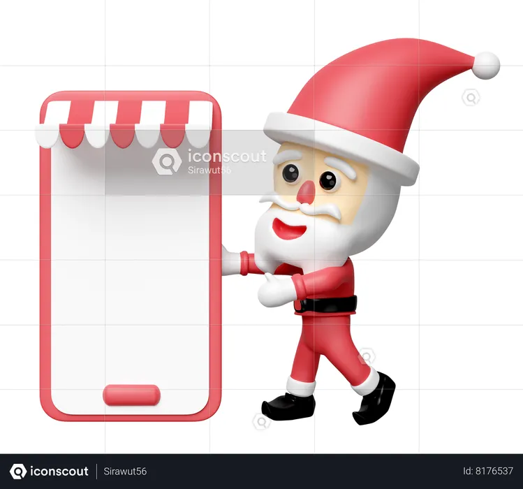 Santa Doing Online Shopping  3D Icon