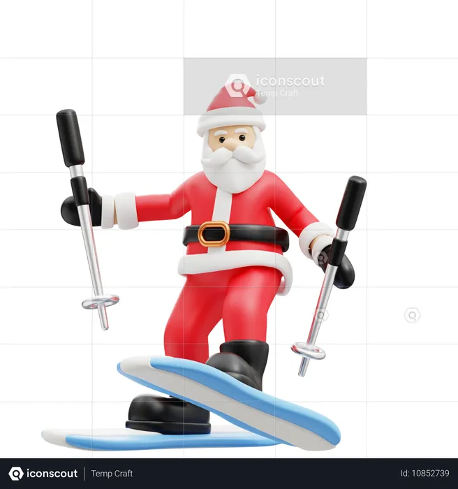 Santa doing skiing  3D Illustration