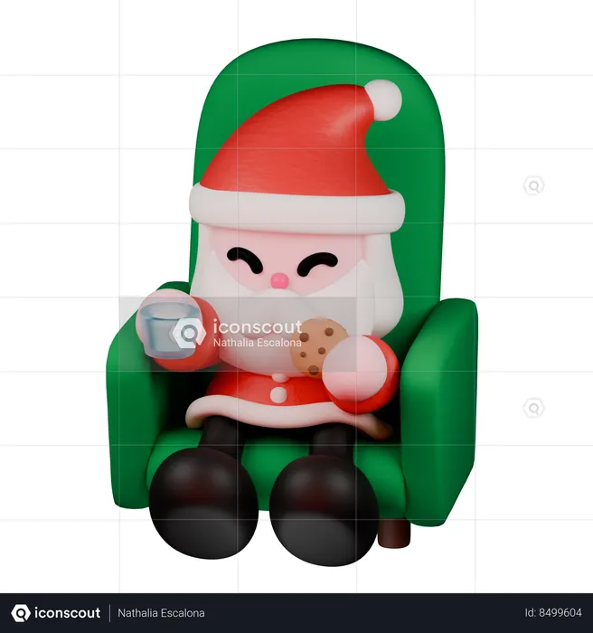 Santa Eating Cookies  3D Icon