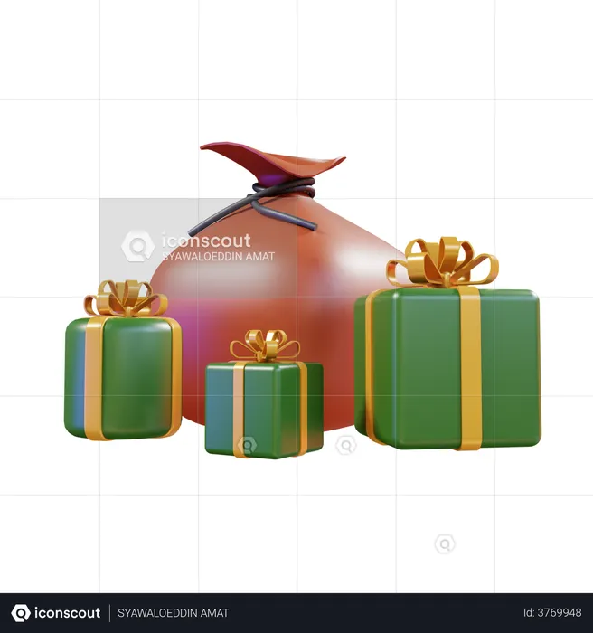 Santa Gift Sack  3D Illustration