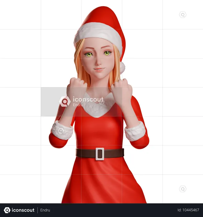 Santa Girl Putting Hands On Shoulder  3D Illustration