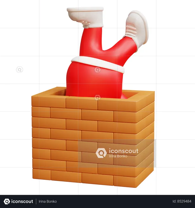 Santa Going Inside Chimney  3D Icon