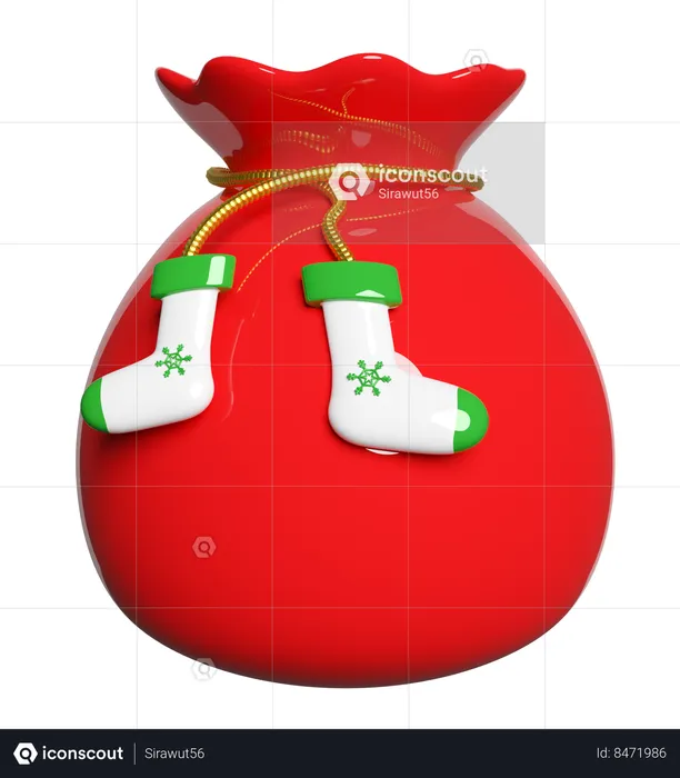 Santa have many gifts in his bag  3D Illustration